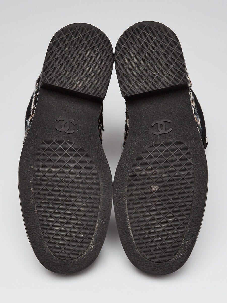 Chanel Multicolor Tweed Lace Up Ankle Boots Size 5.5/36