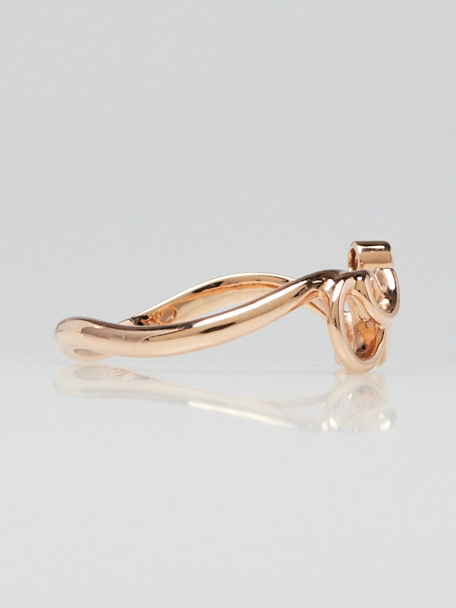Christian Dior 18k Rose Gold Diamond Oui Ring Size 5.75