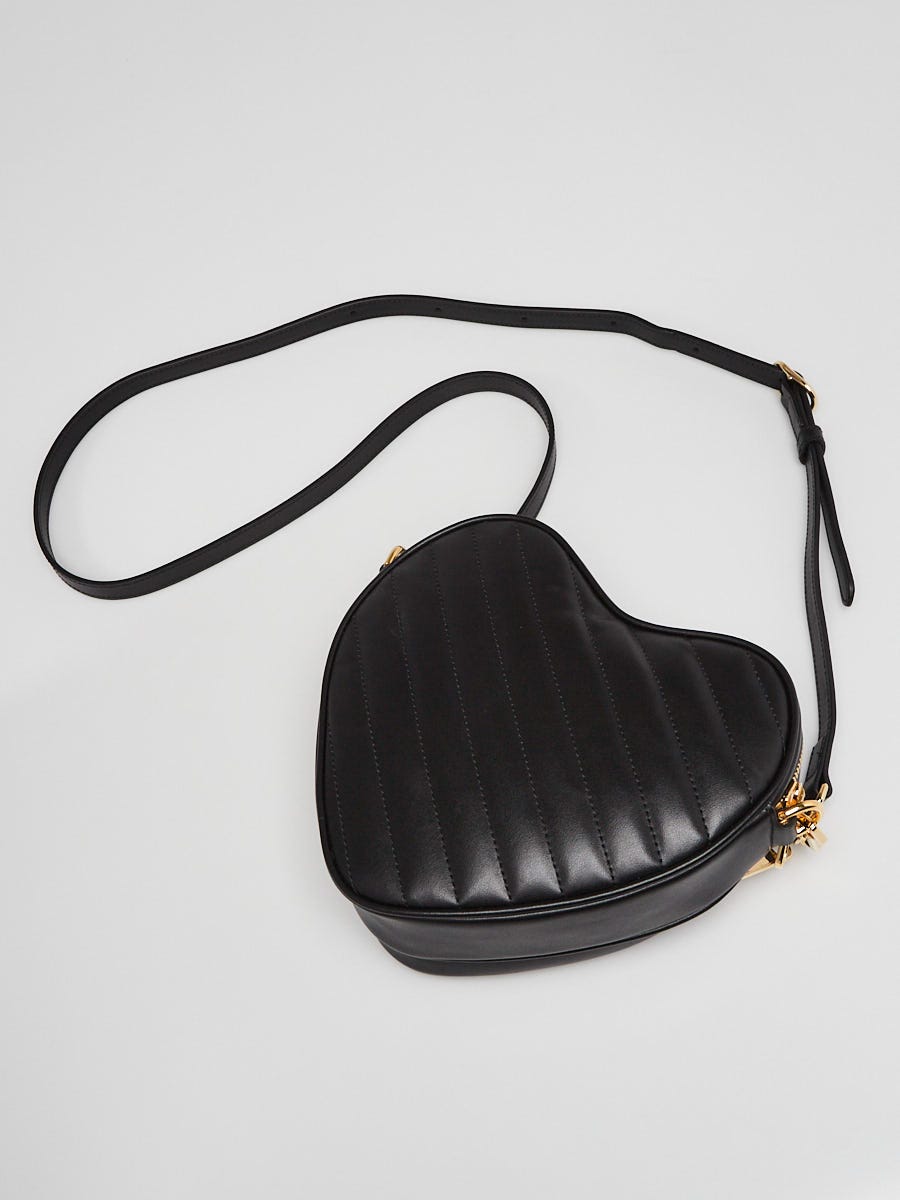 【GUCCI】Interlocking G Mini Heart Shoulder Bag Black Gucci Black Leather Interlocking G Mini Heart Shoulder Bag