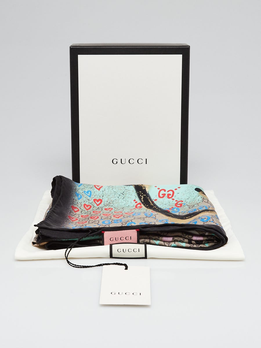 Gucci Muticolor Silk Life in Gucci Ghost GG Shawl Scarf  display picture 2