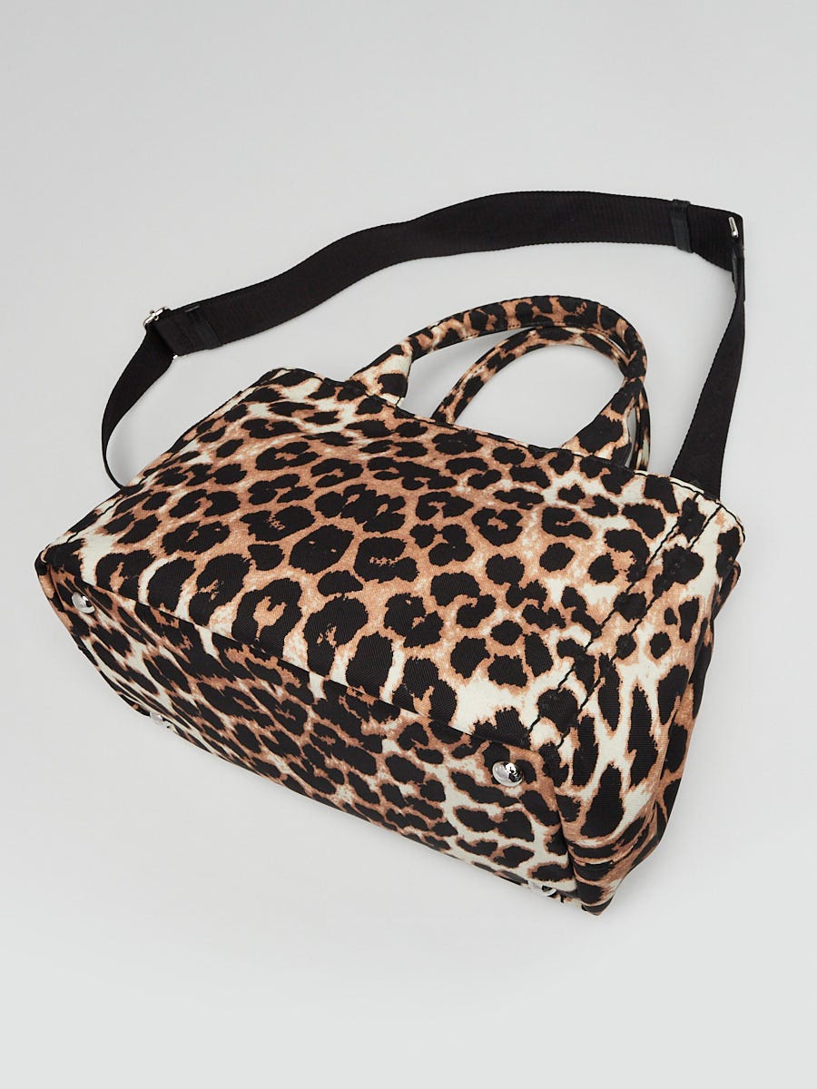 Prada Leopard Print Canvas Logo-Print Small Tote Bag 1BG439