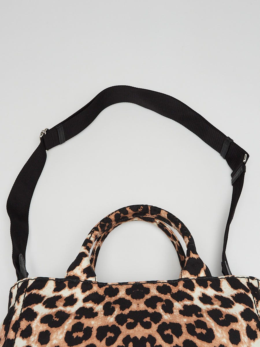 Prada Leopard Print Canvas Logo-Print Small Tote Bag 1BG439