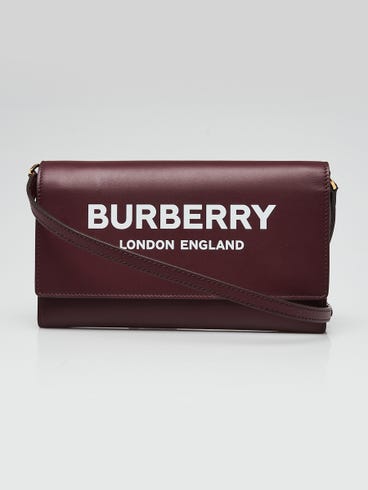 Burberry Mahogany Red Leather Hazelmere Wallet On Strap Bag