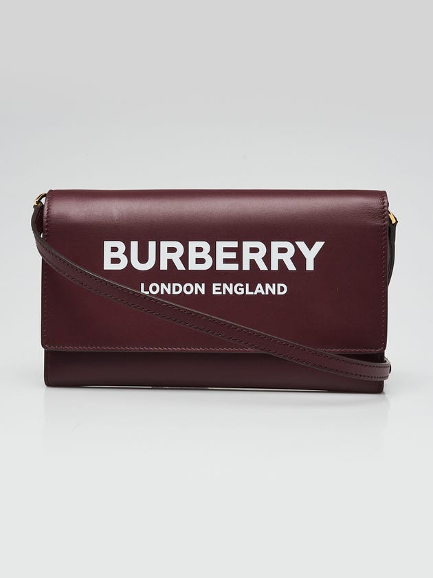 Burberry Mahogany Red Leather Hazelmere Wallet On Strap Bag