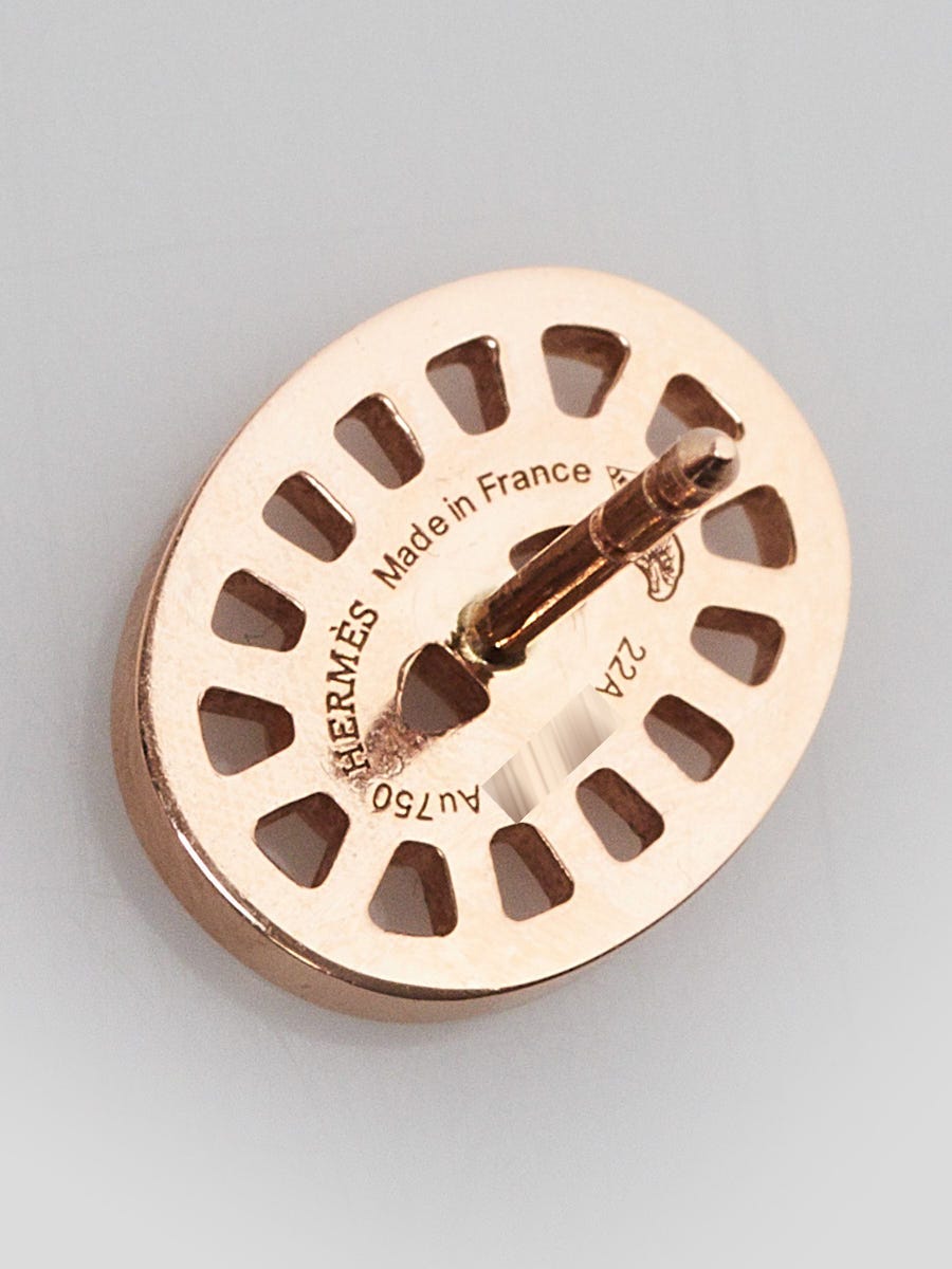 Hermes 18k Rose Gold And Diamond Chaine D'Ancre Divine Stud