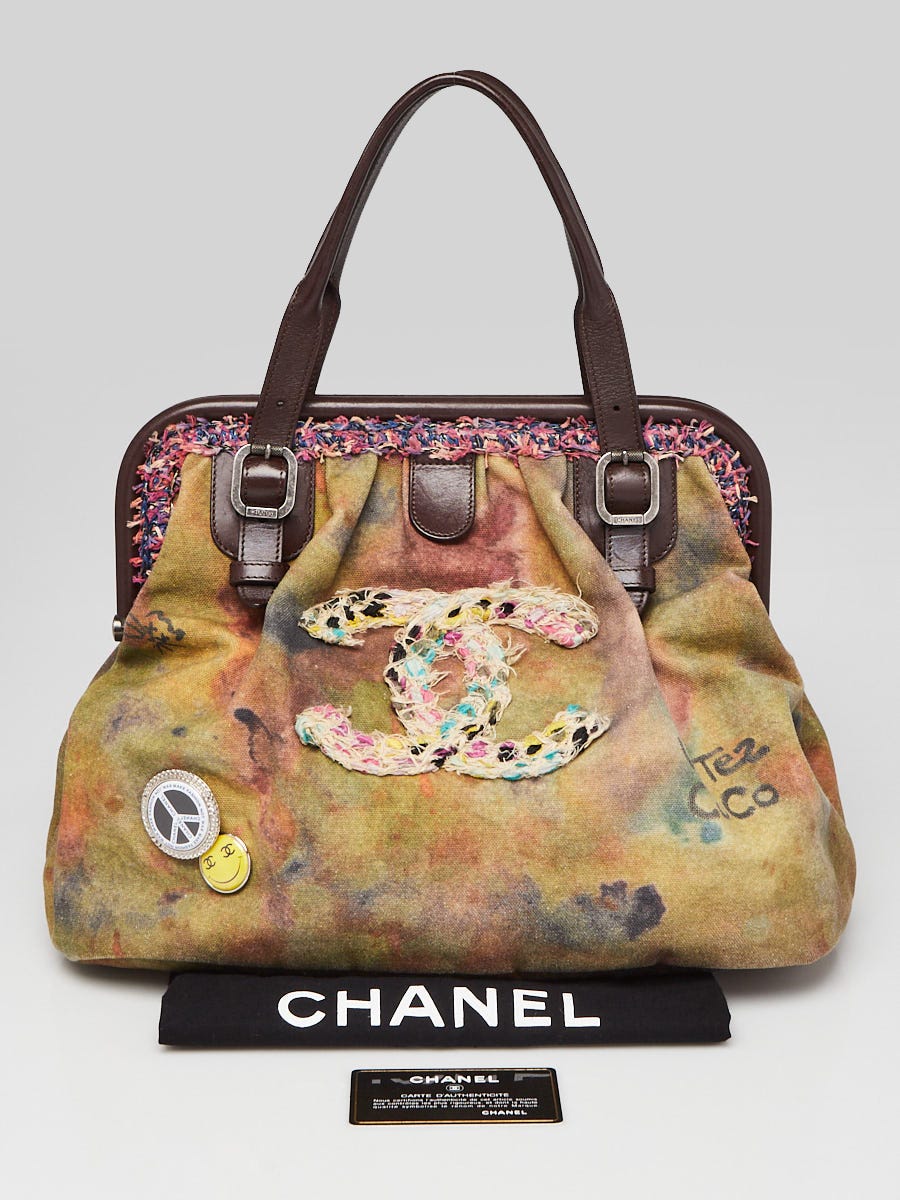 Chanel Khaki Washed Graffiti Canvas On-the-Pavement Bowling Bag - Yoogi's  Closet