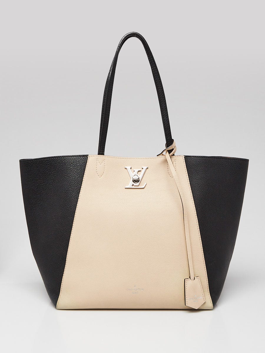 Louis Vuitton Black/Beige Leather Lockme II Bag
