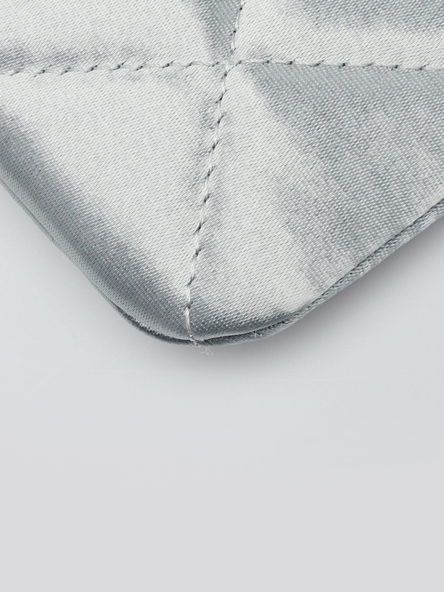 Chanel Grey Quilted Satin Chanel 19 Small O-Case VIP Zip Pouch