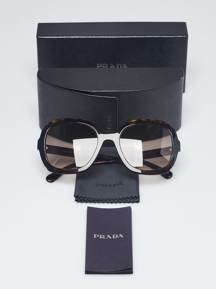 Prada Tortoise Shell Acetate Angular Oversized Sunglasses SPR16U