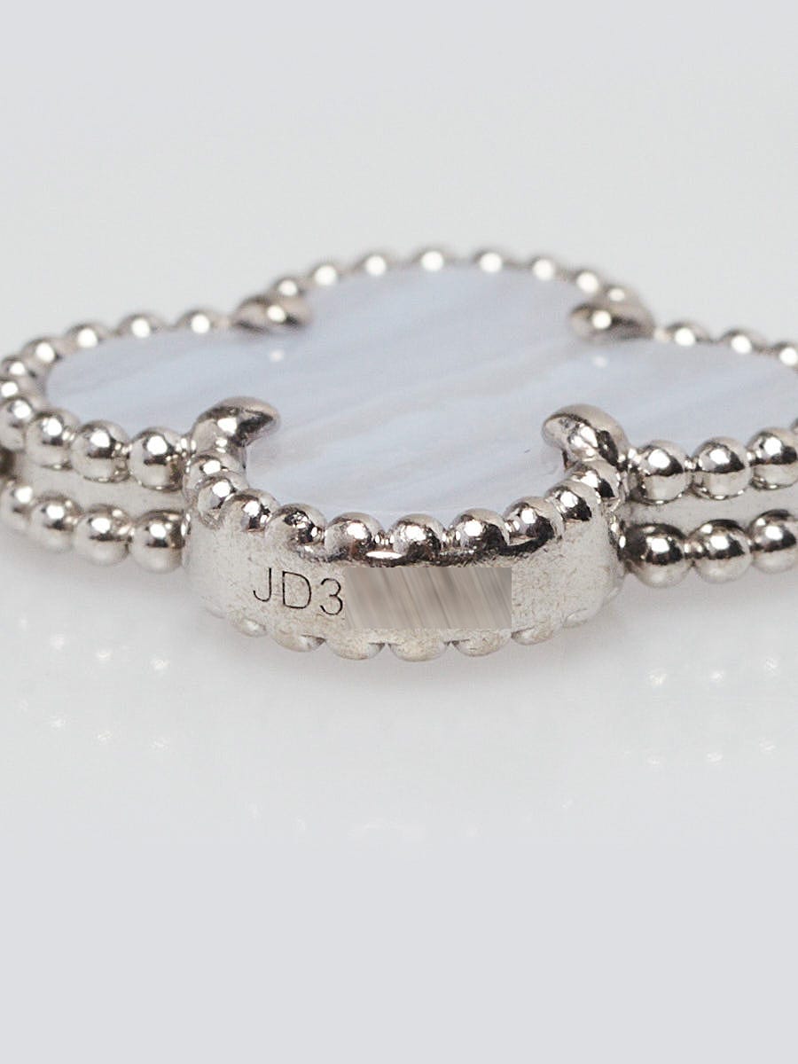 Van Cleef Arpels 18k White Gold and Chalcedony Vintage Alhambra