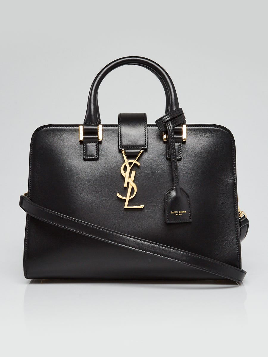 Yves Saint Laurent Black Calfskin Leather Baby Monogram Cabas Bag