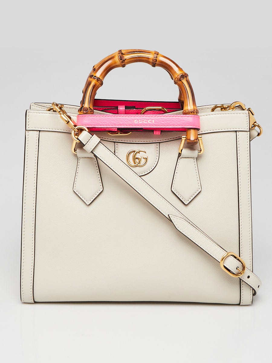 Gucci White Leather Small Diana Tote Bag - Yoogi's Closet