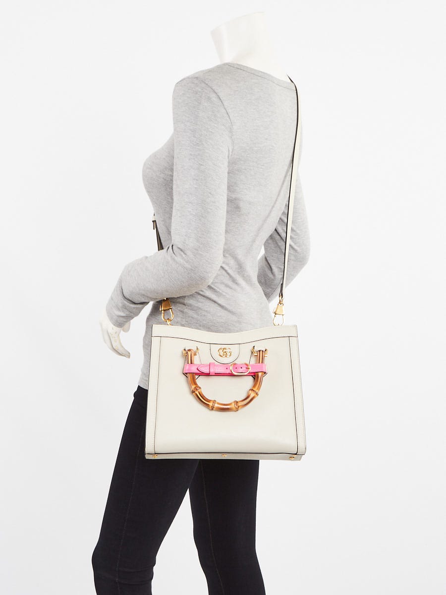 Gucci White Leather Small Diana Tote Bag | Yoogi's Closet