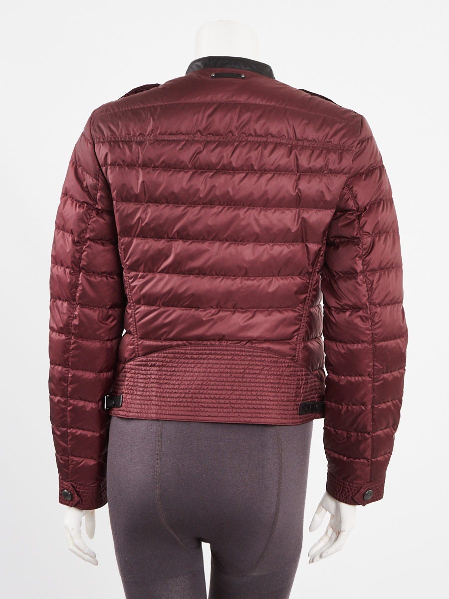 Burberry Deep Burgundy Quilted Polyester Harlesdale Jacket Size S