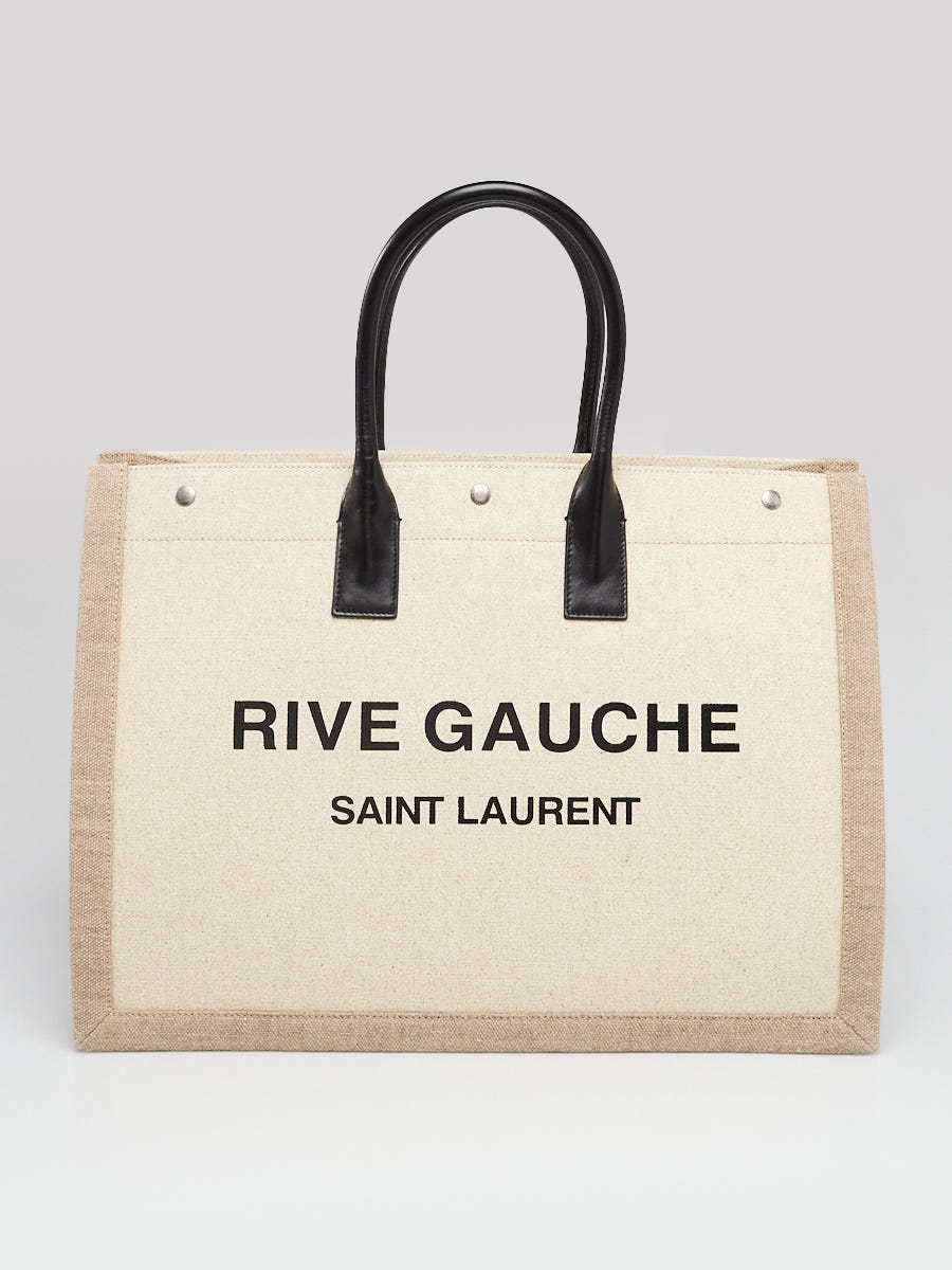 Saint Laurent Rive Gauche Leather-trimmed Printed Canvas Tote