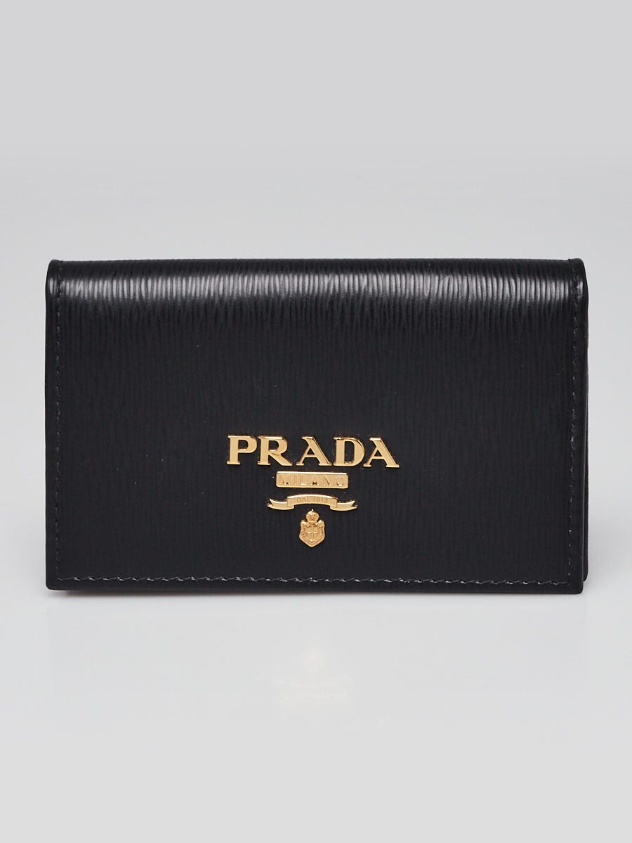 Prada Black Vitello Move Leather Card Holder Wallet 1MC122