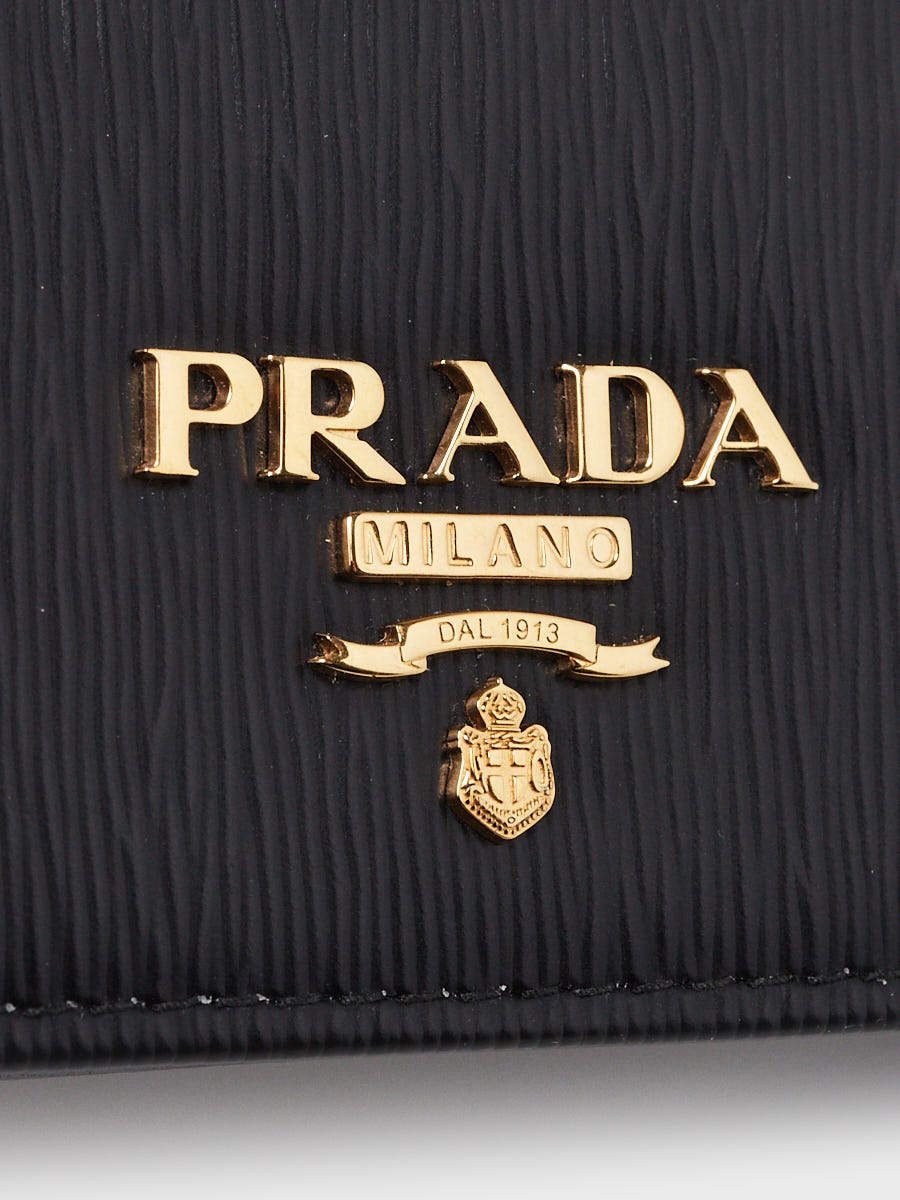 Prada Black Vitello Move Leather Card Holder Wallet 1MC122