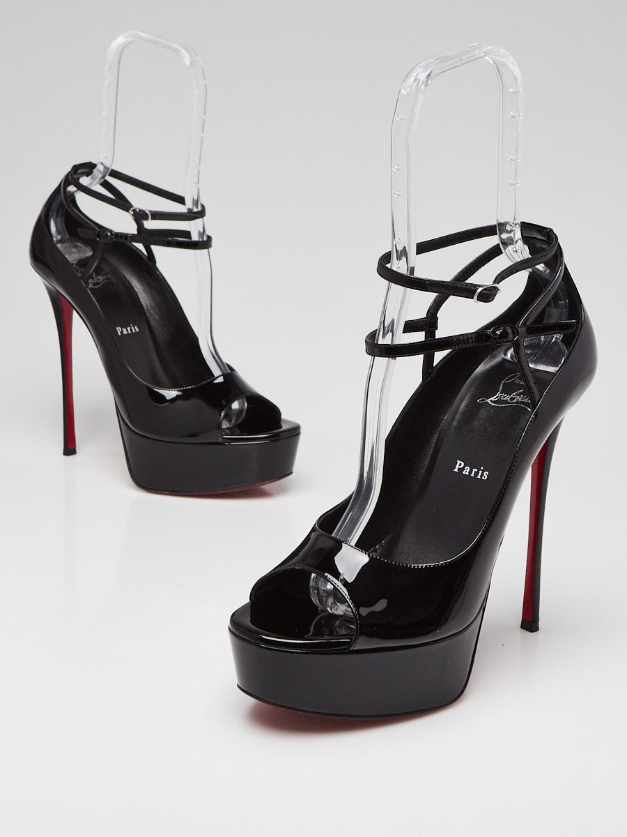 Christian Louboutin Black Patent Leather Very Conclusive Alta 150 