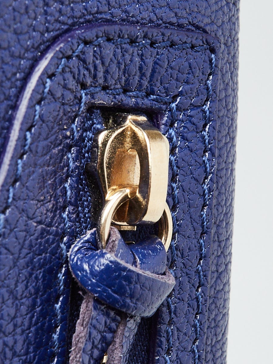 Balenciaga Blue Cobalt Chevre Leather Metallic Edge Envelope