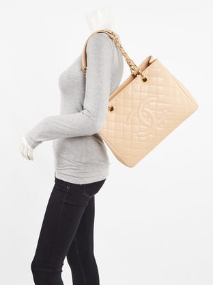 Chanel Brown Quilted Suede Medallion Tote Bag - Yoogi's Closet