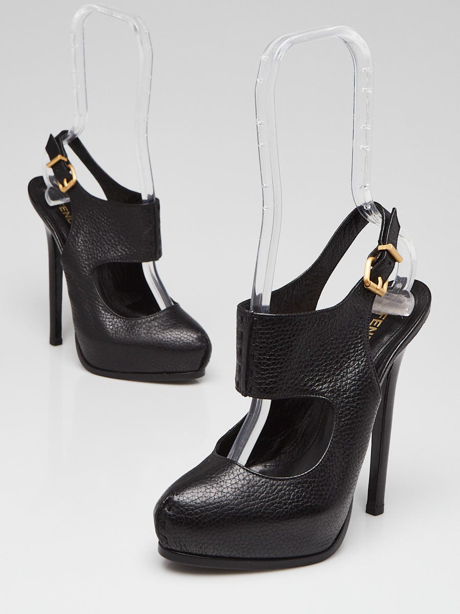 Fendi black hot sale leather slingbacks