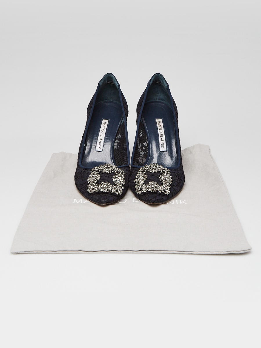Manolo Blahnik Blue Lace Hangisi Pumps Size 5.5/36 | Yoogi's