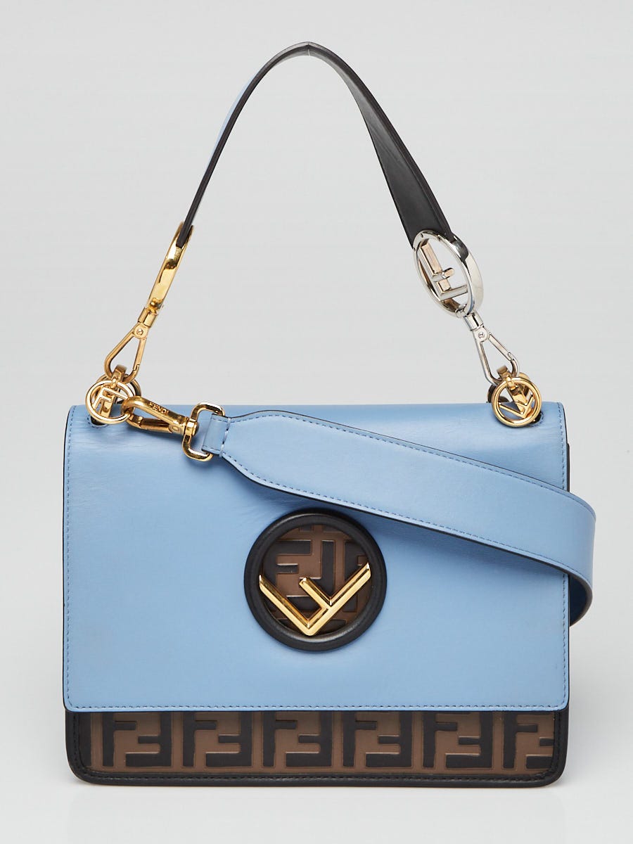 Fendi Blue Leather Kan I F Logo Shoulder Bag 8BT284 | Yoogi's Closet