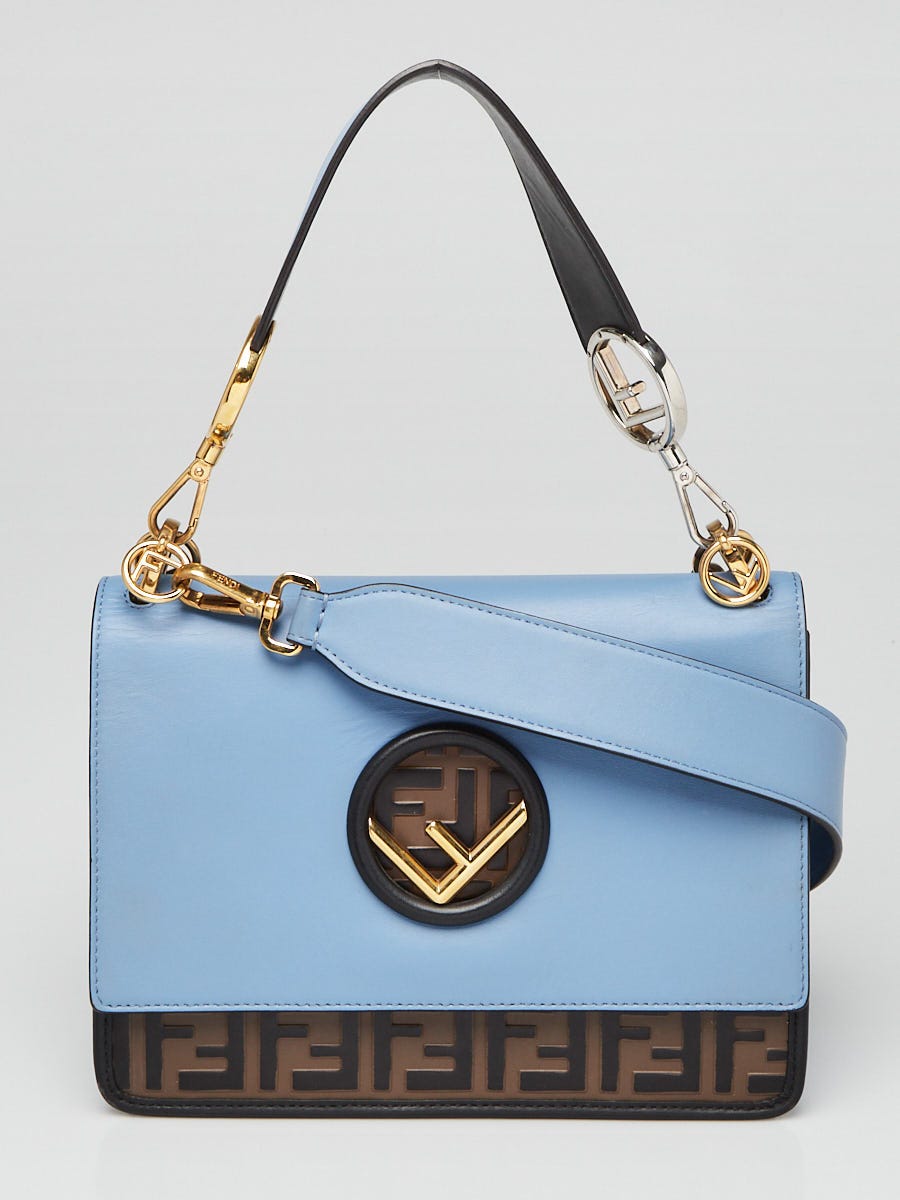 Fendi Blue Leather Kan I F Logo Shoulder Bag 8BT284 Yoogi s Closet