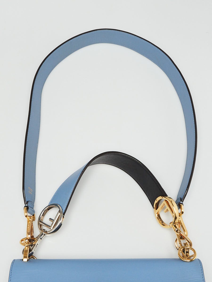 Fendi Blue Leather Kan I F Logo Shoulder Bag 8BT284