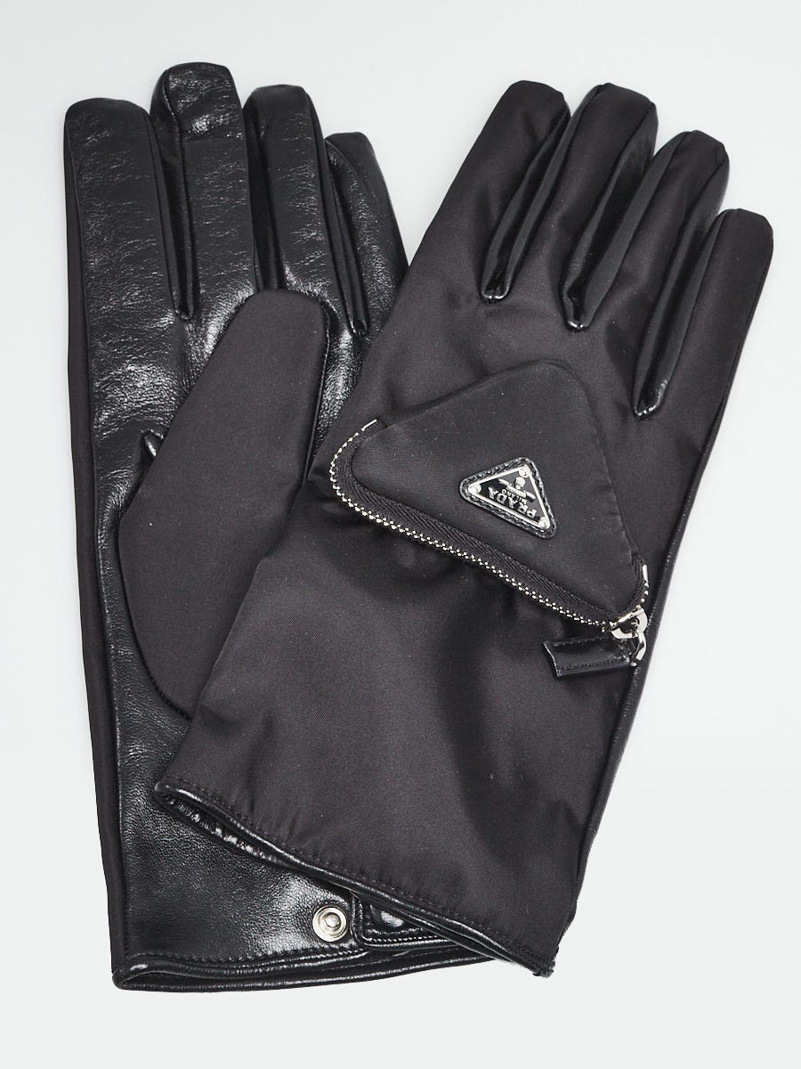 Prada leather outlet gloves