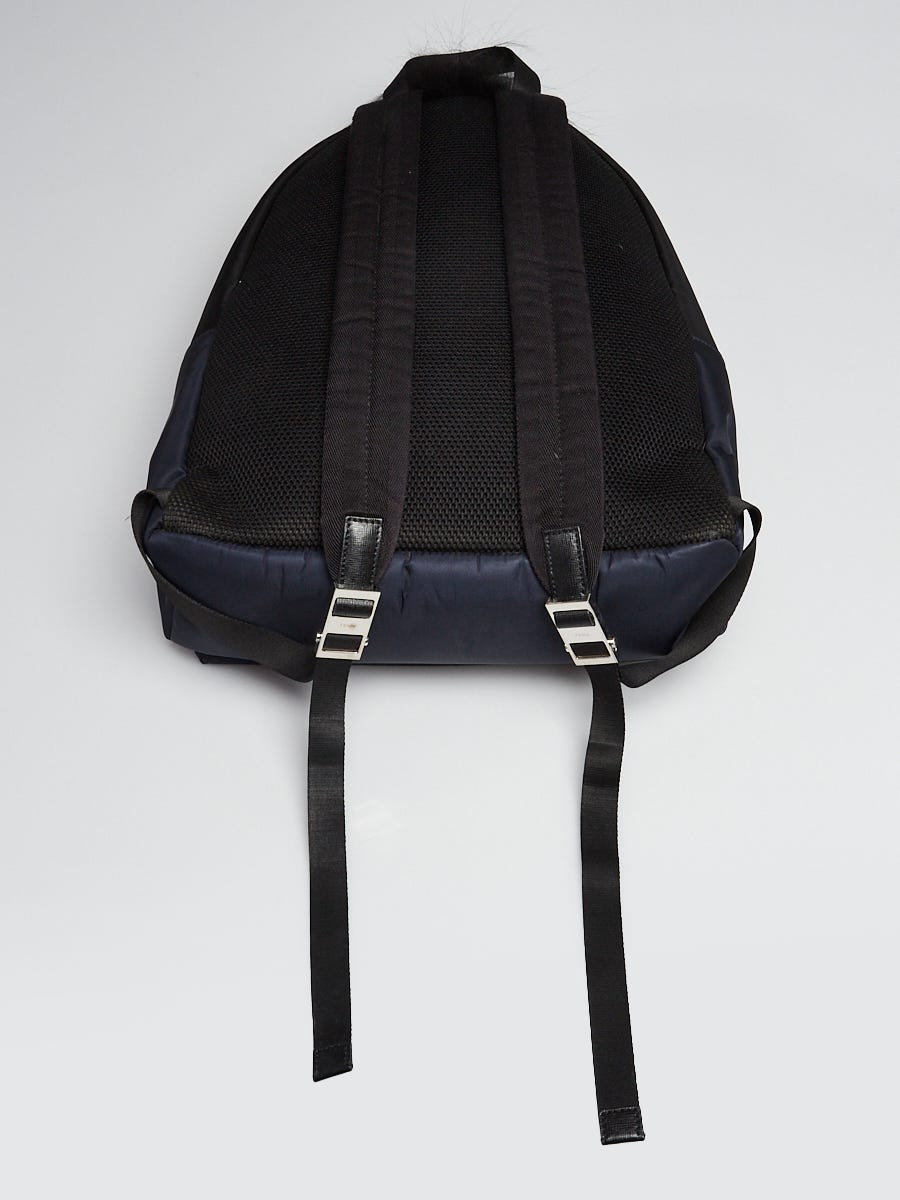 Fendi Black/Blue Nylon and Leather Monster Eyes Backpack Bag 
