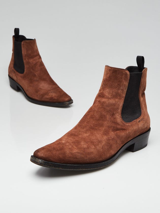 Prada Brown Suede Chelsea Ankle Boots Size 9/39.5