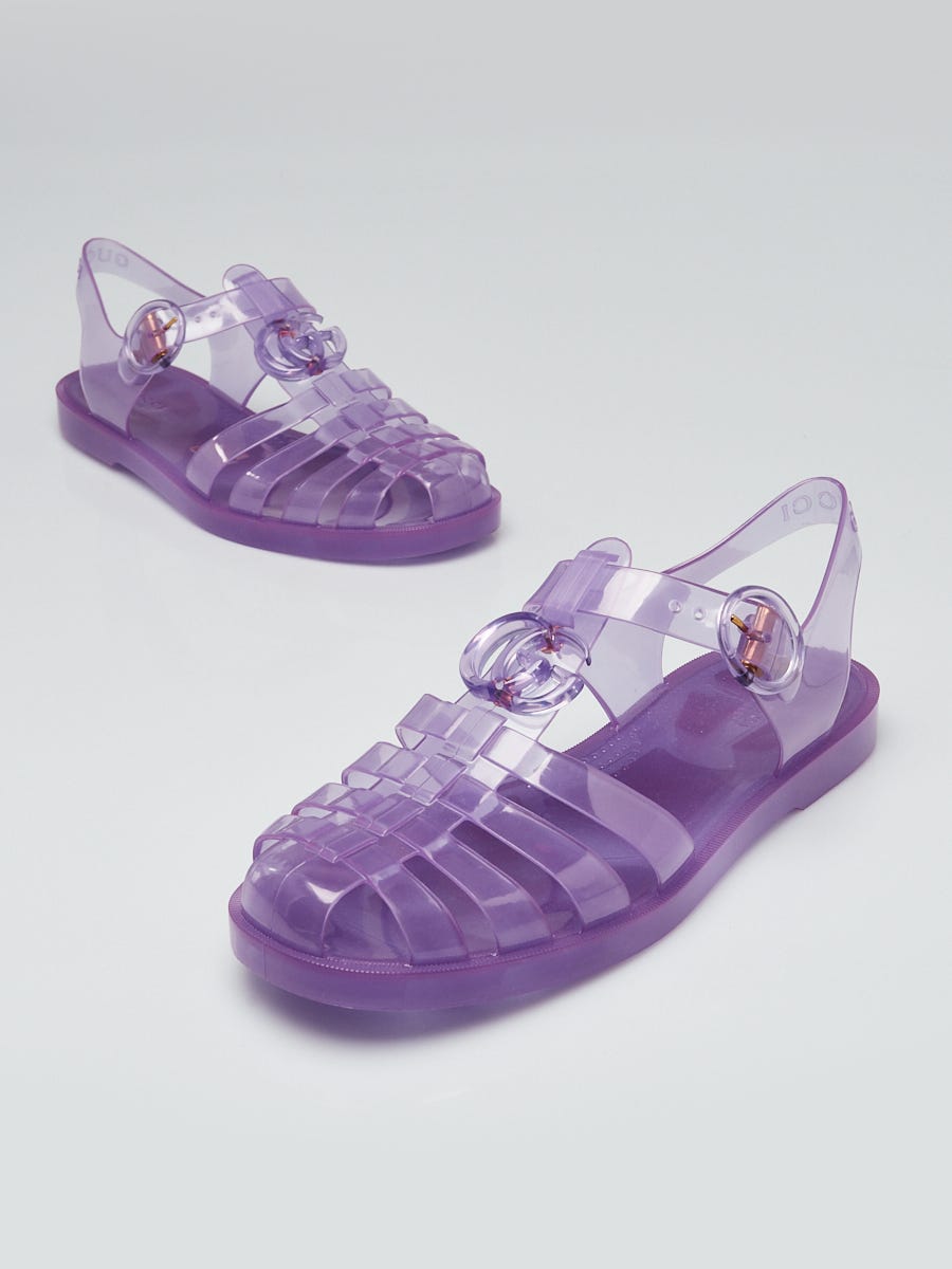 Gucci Purple Rubber Jelly Flat Sandals Size 7.5/38 | Yoogi's Closet