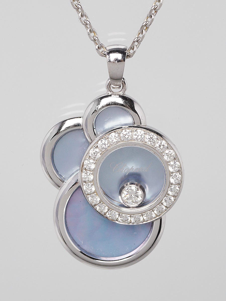 Chopard 18k White Gold and Diamond with Blue Mother of Pearl Happy