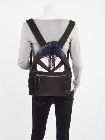 fendi monster backpack mini small bag bugs black rucksack bag @ 17 2 leather shoulder straps with chain Buy Fendi Monster Eyes Mini