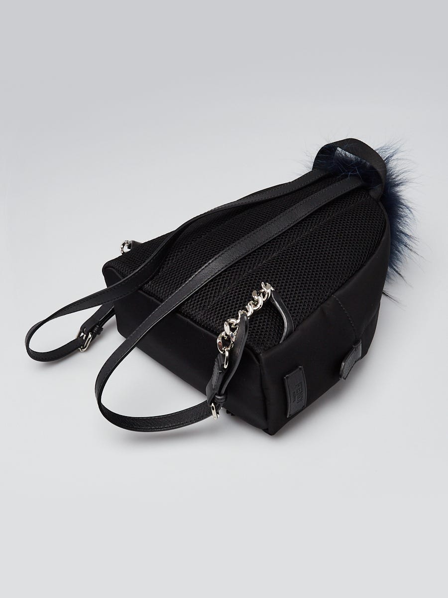 Fendi Black Nylon and Leather Monster Eyes Mini Backpack Bag