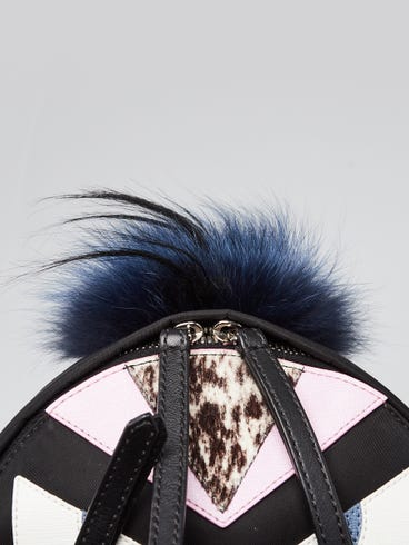 fendi backpack mini monster Nylon with Leather and Fur Single exterior zipped compartment Fendi Mini Backpack Monster Backpack