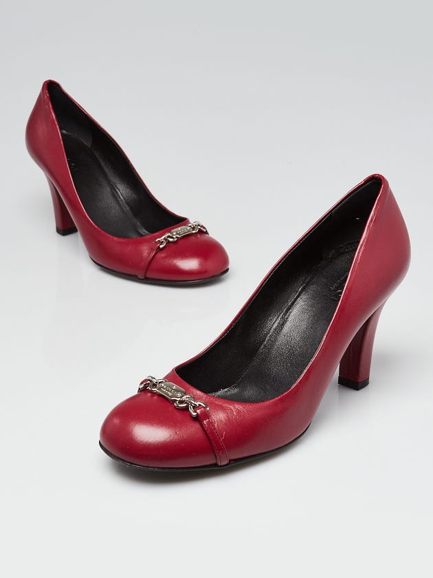 Gucci Red Leather Rounded Toe Pumps Size 6/36.5