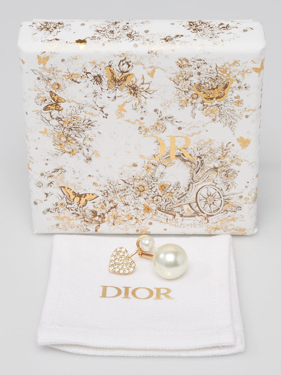 Christian Dior Goldtone Metal Faux Pearl Crystal MY ABCDIOR
