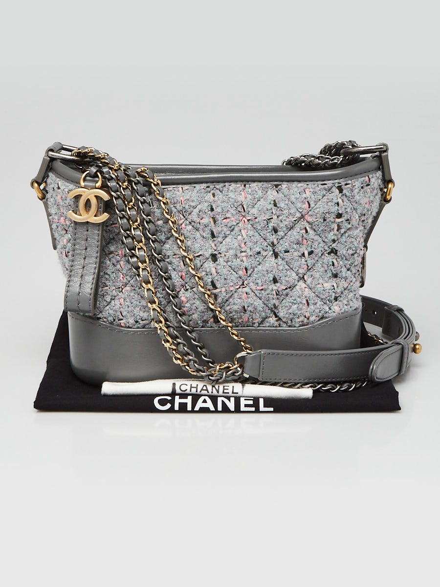 Chanel Grey/Pink Quilted Tweed Small Gabrielle Bag - Yoogi's Closet