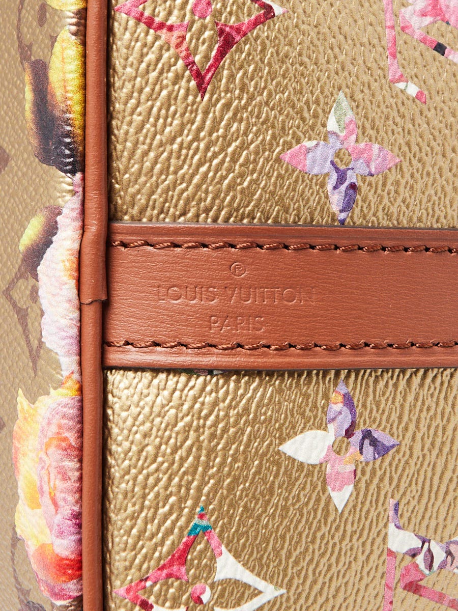 Louis Vuitton Speedy Bandouliere 25 Floral Pattern Gold in Coated
