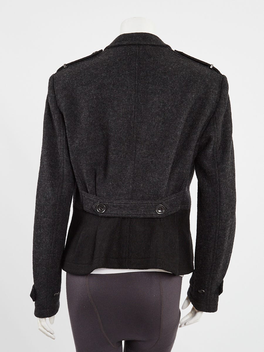 Burberry Brit Grey Wool Blend Peplum Coat Jacket Size 12/46