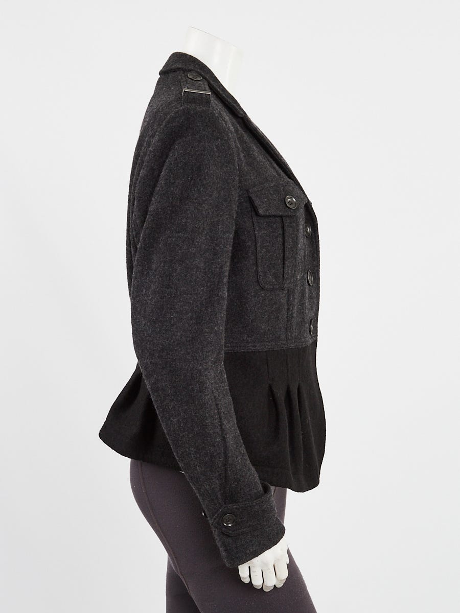 Burberry Brit Grey Wool Blend Peplum Coat Jacket Size 12/46