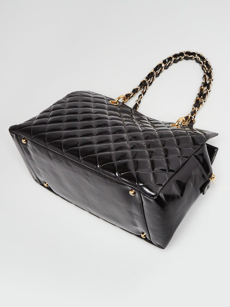 Chanel Black Quilted Patent Leather Timeless Shopping Tote