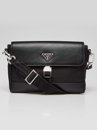 Prada Monochrome Chain Flap Bag Embellished Saffiano Leather Small at  1stDibs