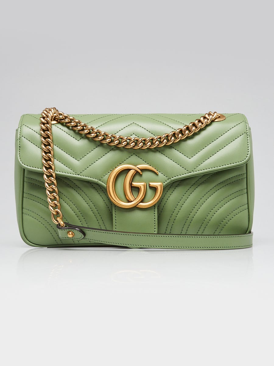 Gucci Light Green Quilted Leather Marmont Small Matelasse Shoulder Bag -  Yoogi's Closet