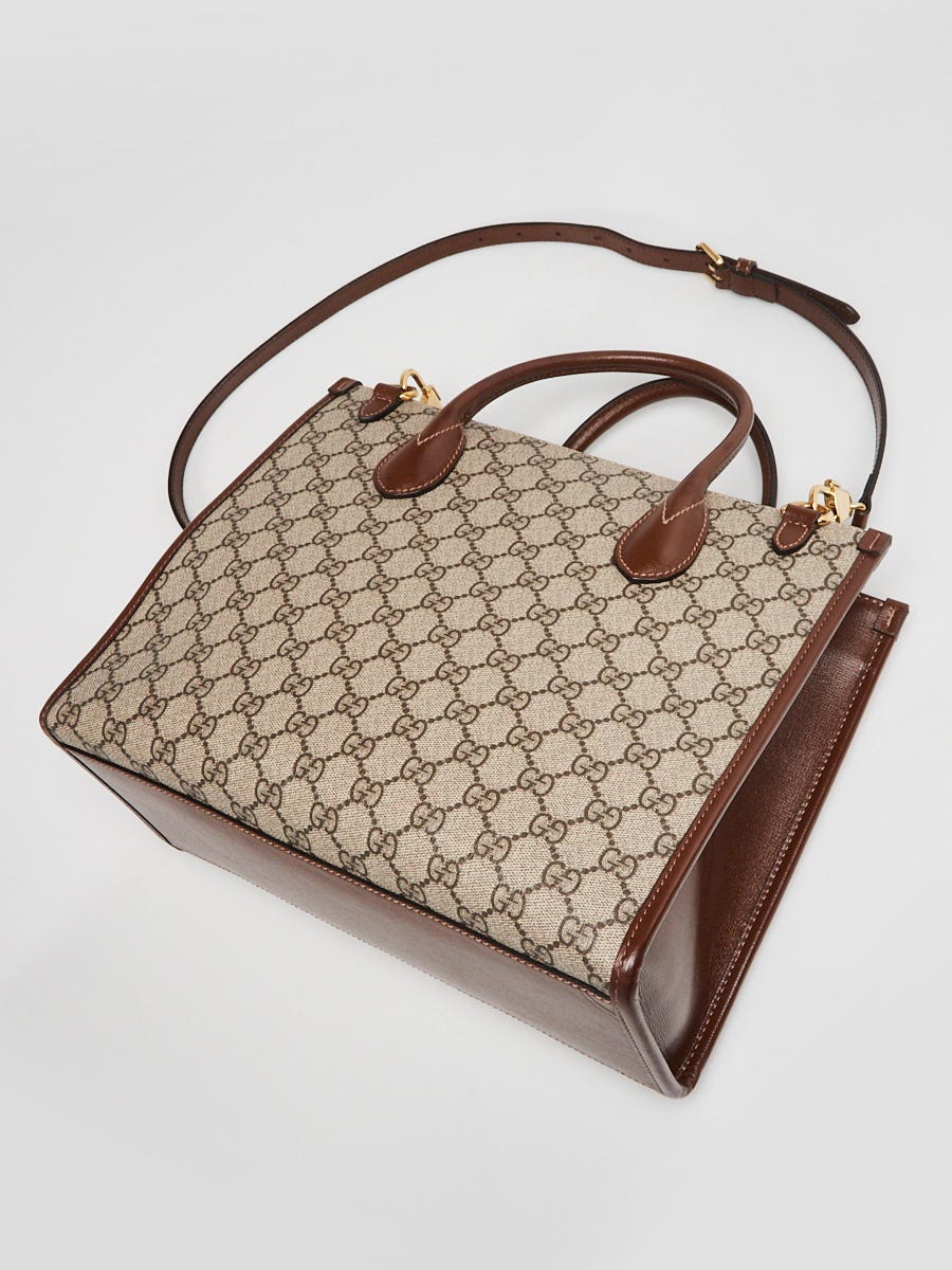 Gucci Beige/Ebony GG Supreme Canvas and Leather GG Small Tote Bag
