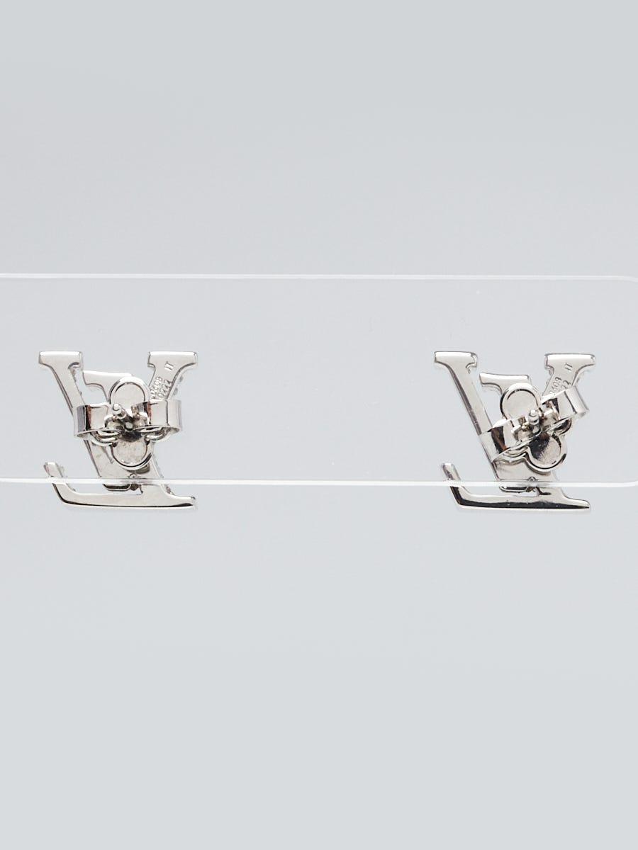 LOUIS VUITTON Crystal LV Iconic Earrings Silver 1216701