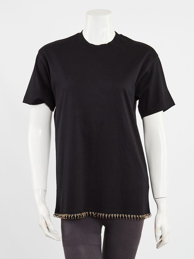 Burberry Black Cotton Pierced T-Shirt Size XXS