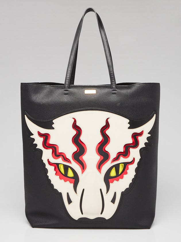 Stella McCartney Black Vegan Leather Wild Cat Tote Bag